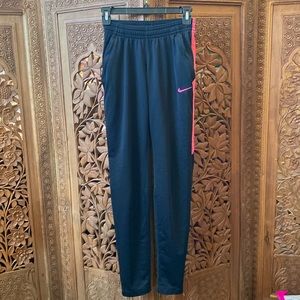 EUC Nike soccer pants black with pink stripes